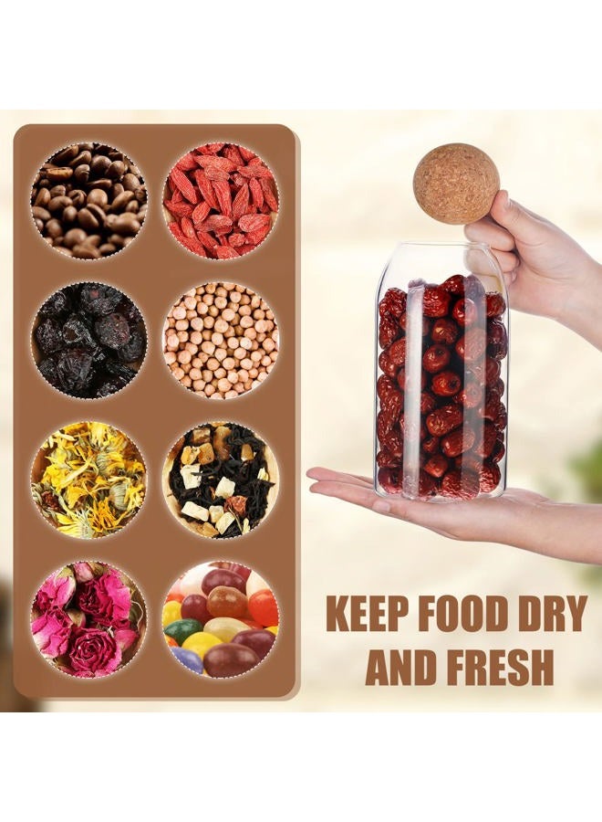 Cunhill 3 Pcs Glass Jar Storage Container with Ball Cork Decorative Round Organizer Bottle Sealed Canister Jar with Airtight Seal Wooden Lid for Food Coffee Bean Candy Biscuits Spice(800 ML/ 27 Oz) - Image 5